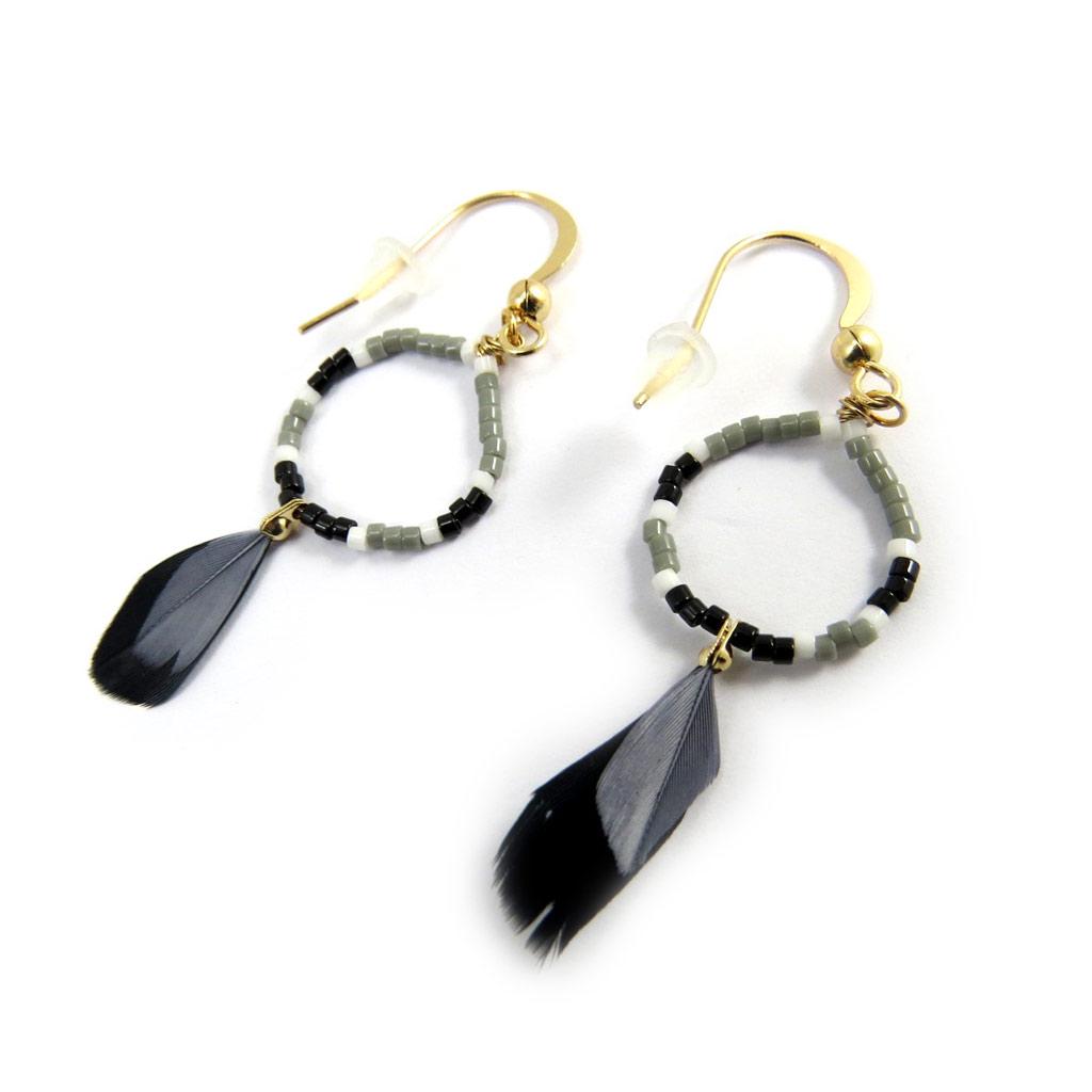 Les Trésors De Lily [N3149] - Золотисто-серые серьги «Навахо».