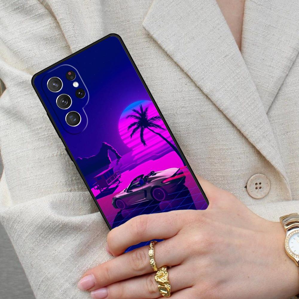 Synthwave 80's Retro Neon Cell Phone Case for Samsung Galaxy S26 Ultra S25 S24 S23 S22 S21 S20 Note10 Cover