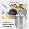 420ML with Lid Titanium Cup with Foldable Handle Camping Mug Portable Drinking Cup Camping