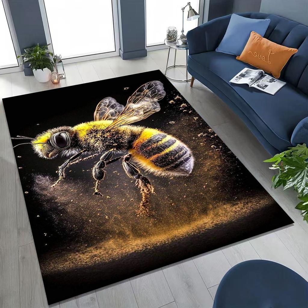 Cute Cartoon Bee HoneyBee Insect Art Rug for Bedroom Living Room Sofa Home Doormat Decor,Large Kids Play Non-slip Floor Mat