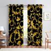 Полиэстер Затемняющие Занавески Окна Для Гостиной, Спальни, Домашнего Декора, Дешевые, Современный Роскошный Бренд, Черный и Золотой,