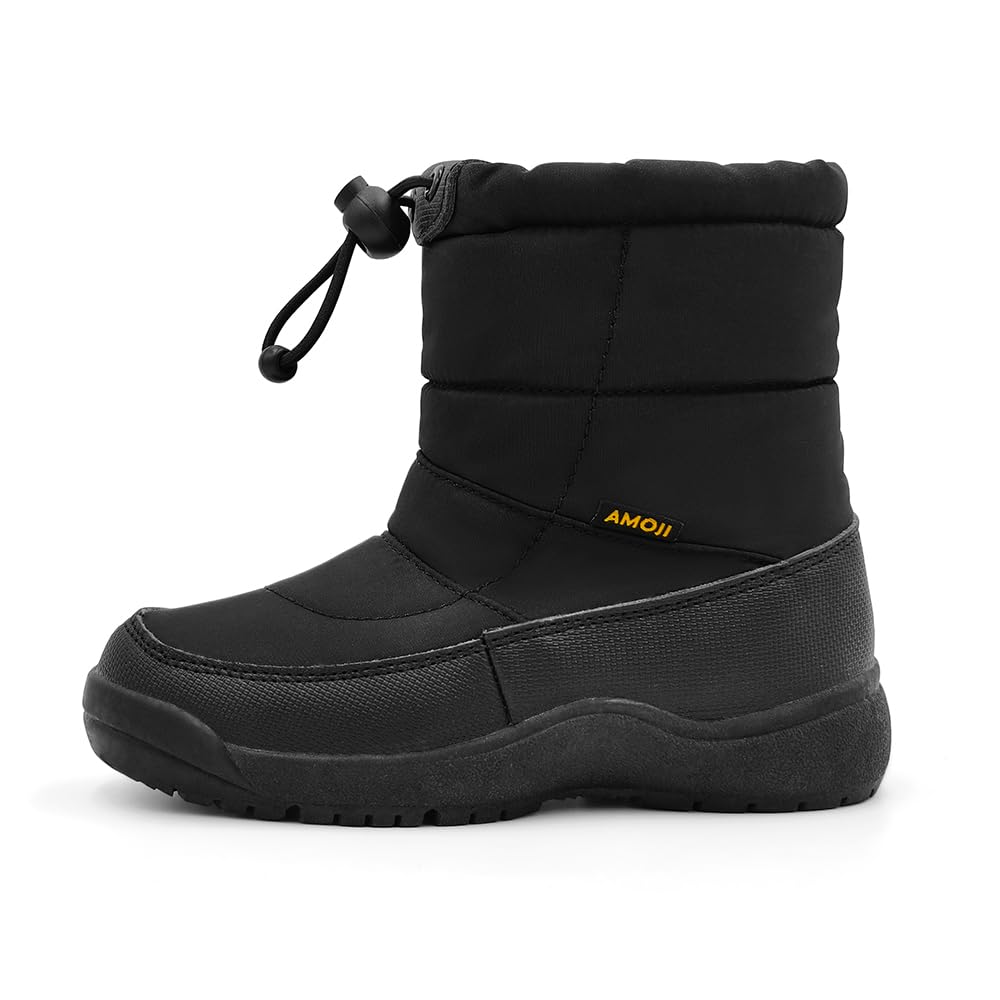 Amozi Лыжные и зимние теплые ботинки-боа размера KB804 для детей, Детские снегоступы, Ботинки, Ботинки для девочек и мальчиков, 23.0 см, Черный,