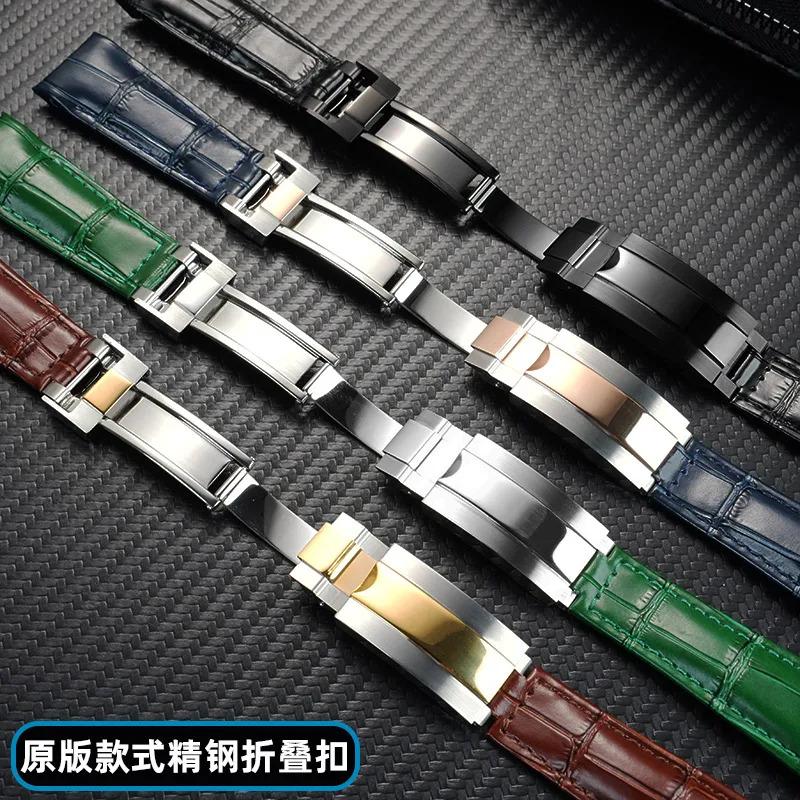 Изогнутый ремешок для часов 20 мм Original Style Для Rolex Water Ghost Натуральная кожаный ремешок GMT Submariner Daytona мужской браслет
