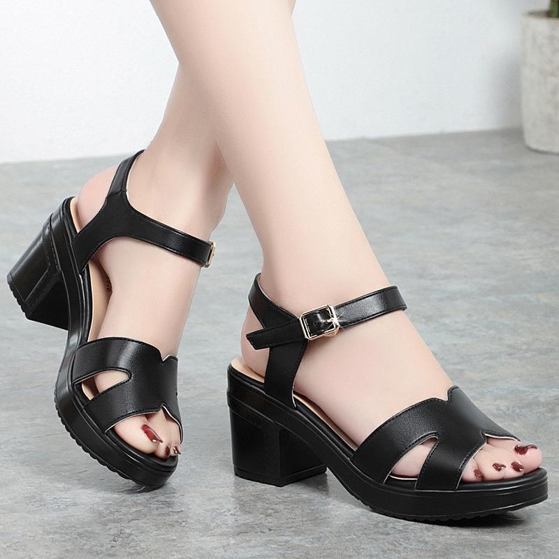 Летние новые женские босоножки Wild High Heel на высоком каблуке, черные босоножки на толстой платформе, водонепроницаемые модные босоножки Fish Mouth Tap Button