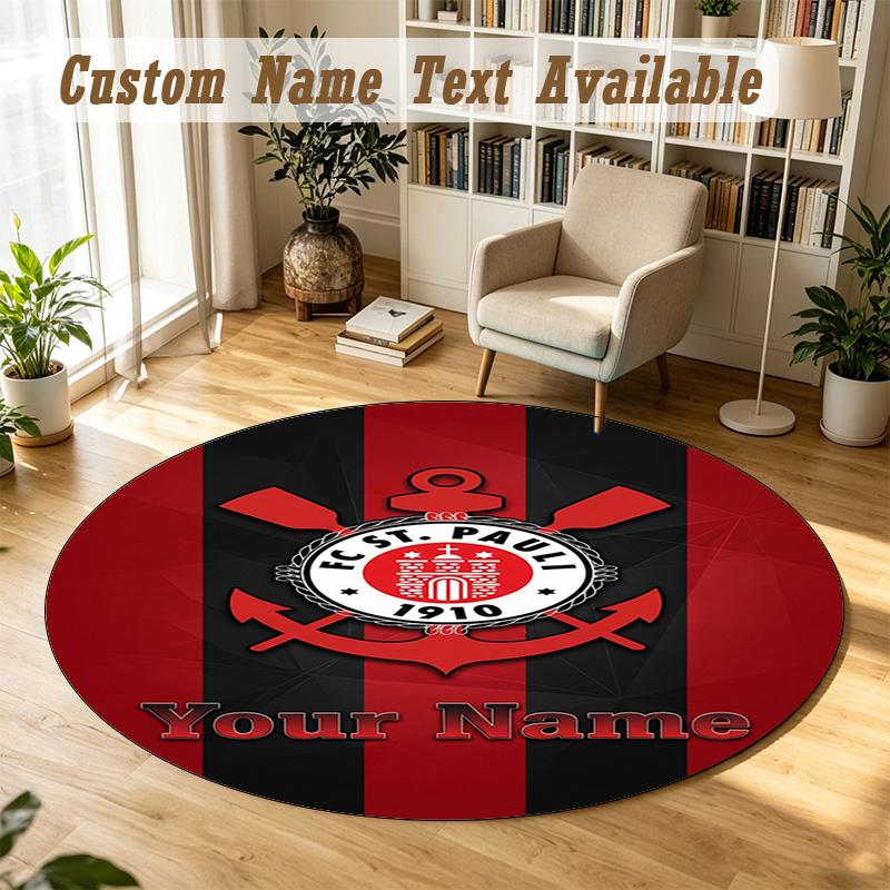 Round Rug Custom NameFC St. Pauli Pattern Non Slip Carpet Home Floor Decor