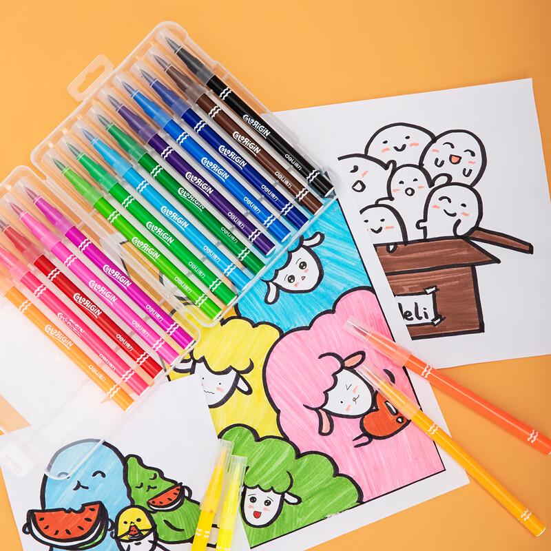 Deli 18-Color Soft-Tip Watercolor Brush Pen Set