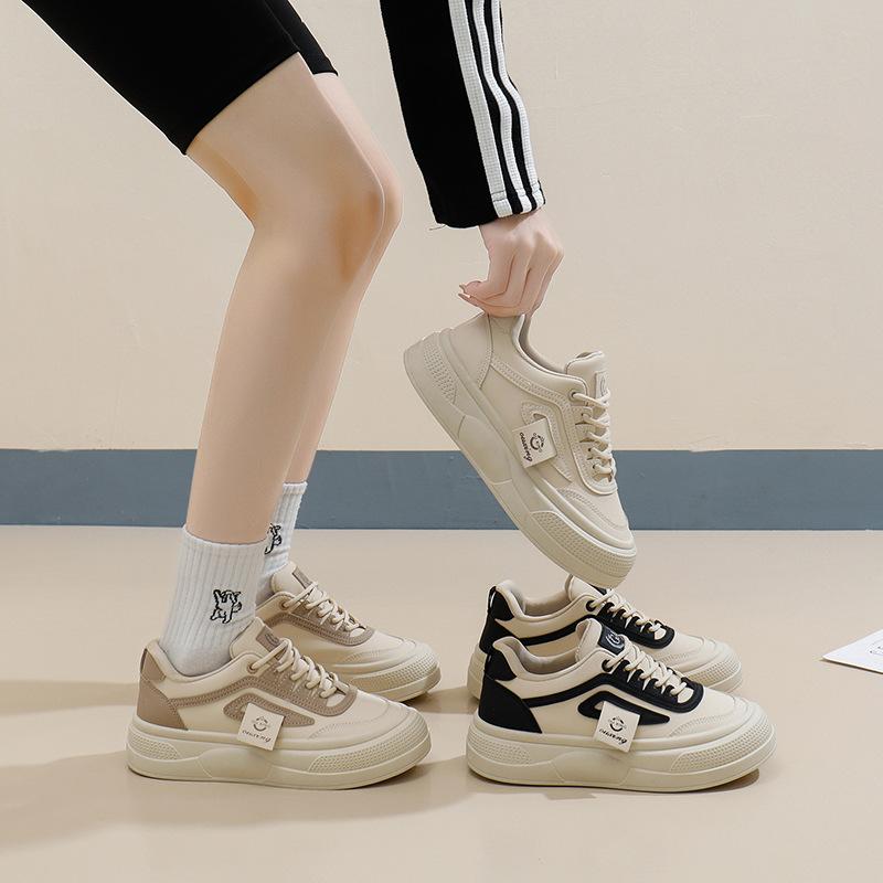 2025 Spring Little White Shoes New Korean Version Ins Female Students Height Increase Platform Sports Board Shoes Casual Shoes Female Q2006