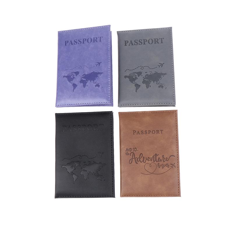 Pu Leather Card Case Cover Unisex Simple Passport Cover World Thin Slim Travel Passport Holder Wallet Gift