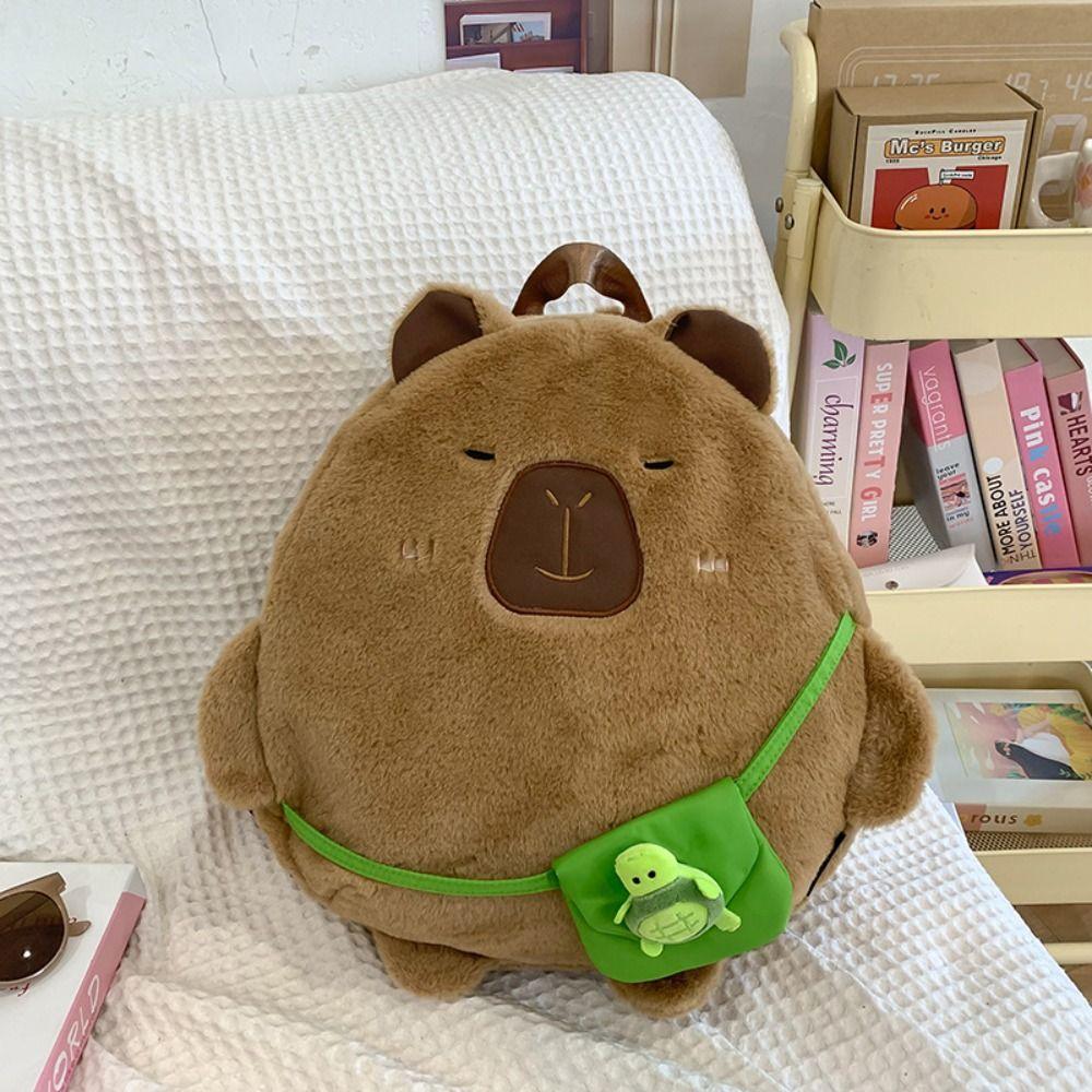 Хранение Капибара плюшевая игрушка рюкзак большой емкости Капибала плюшевая школьная сумка детские игровые принадлежности