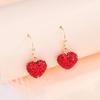 1 Pair Women Hook Earrings Artificial Crystal Red Heart Glitter Pendant Dangle Earrings Jewelry Gift