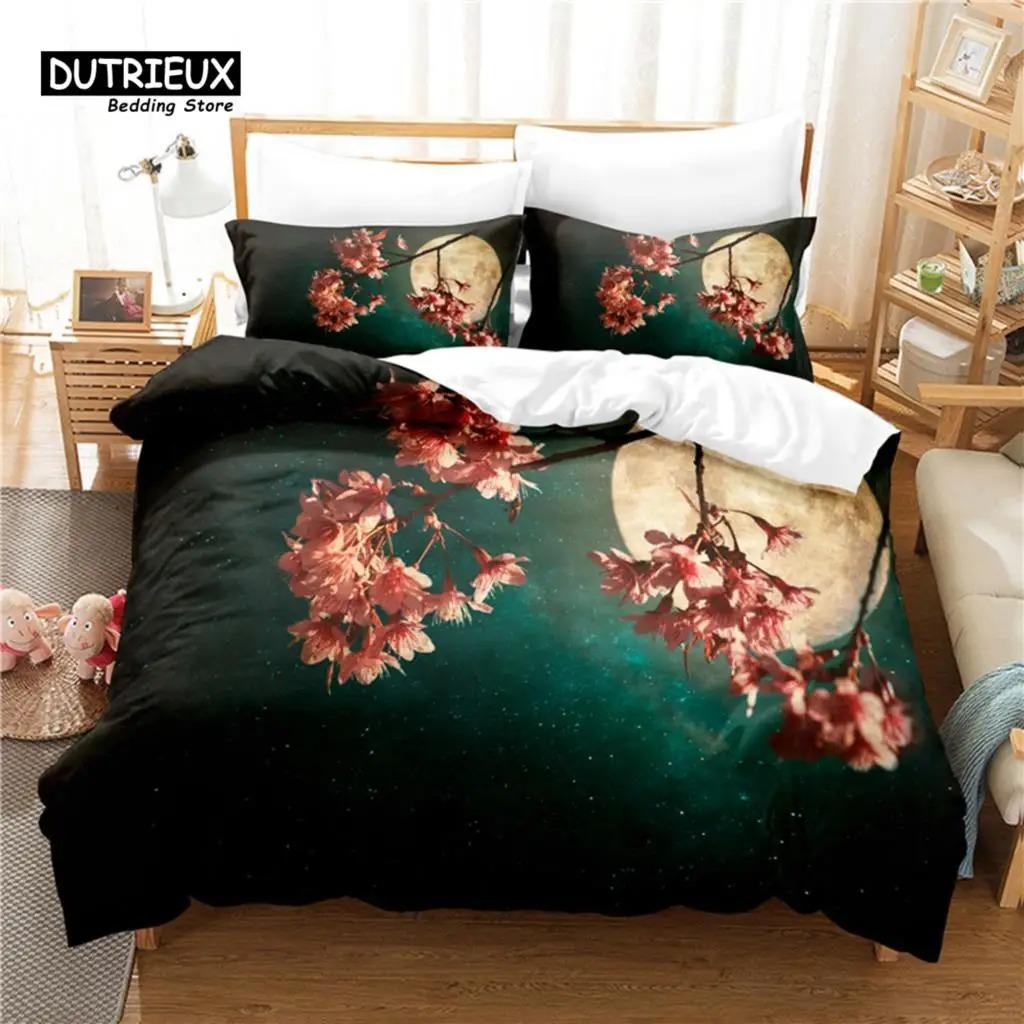 3Pcs Duvet Cover Collection 3D Branch Flower Bedding Collection Soft Comfortable Breathable Duvet Cover For Bedroom Guest Room Decor