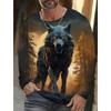 Popular Animal Wolf Series T-shirt 3D Printed Men Streetwear Top Clothing Casual Long Sleeve O-Neck Tees