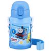 OSK Thomas the Tank Engine Stainless Steel Bottle with Straw, Blue [SBR-450S] with Shoulder Strap