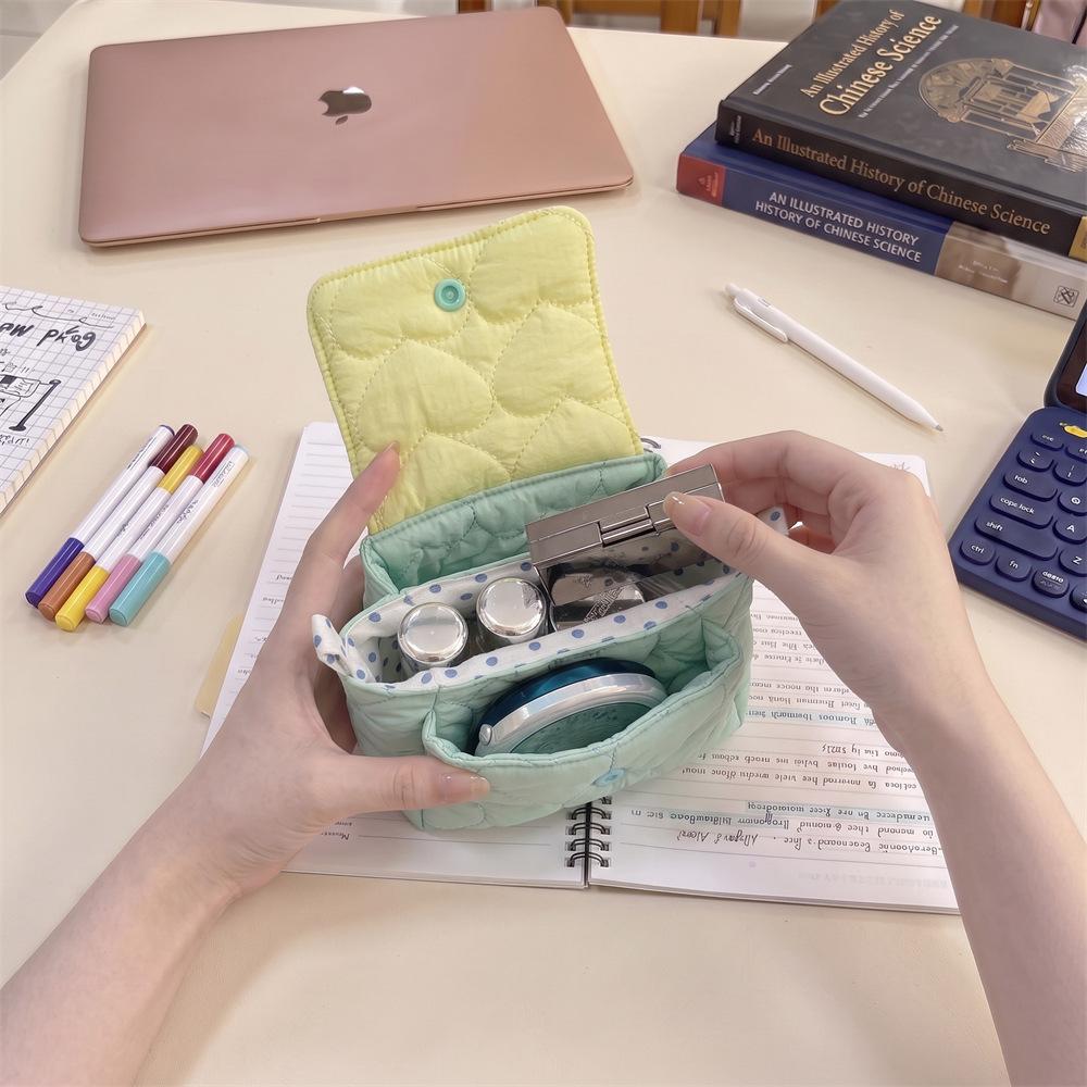 Korean Quilted Love Storage Bag Portable Coin Purse CCD Camera Bag Lipstick Skin Care Product Storage Bag