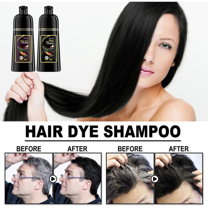 500ml Natural Herbal Instant Black Hair Dye Shampoo For White Hair Coloring