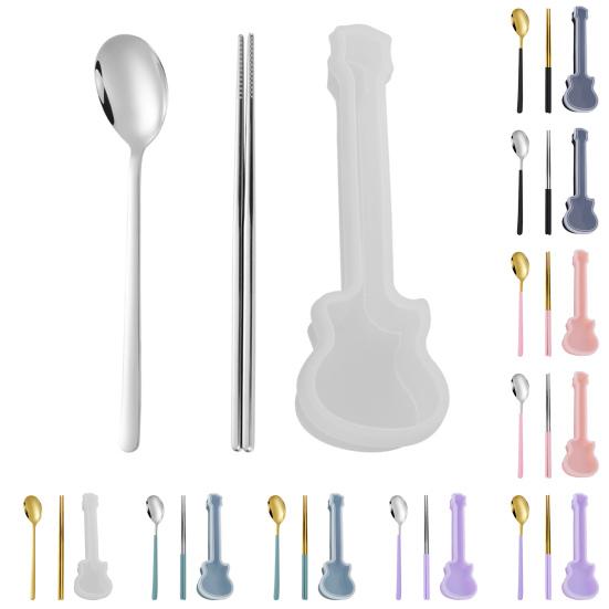 1 Set Spoon Chopsticks Food Grade Mirror Polish Smooth Edge Rust-proof Corrosion Resistant Dinning