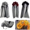Long Ribbon Veil Halloween Hair Band Skull Design Gothic Head Hoop Flowers Headdress Costume