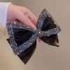 Shiny Rhinestones Non-Slip Spring Clip Tight Elegant Big Mesh Bowknot Decor Top Hair Barrette Hair Accessories