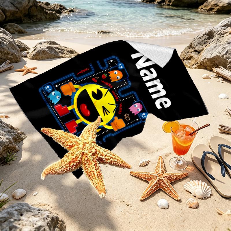 Custom Name Personalized PAC Print Beach Towel, for Trip Camping Beach Party Home Decor, Birthday Gift for Family & Friends
