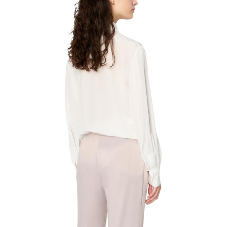 Armani Exchange SS24 Однотонная рубашка-поло с воротником, однобортная, свободная, с длинным рукавом, женская, белая 3DYC09-YNXZZ-1125