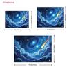 2D Blue Galaxy Cloud Backdrop Oil Painting Style Starry Meteor Photo Background