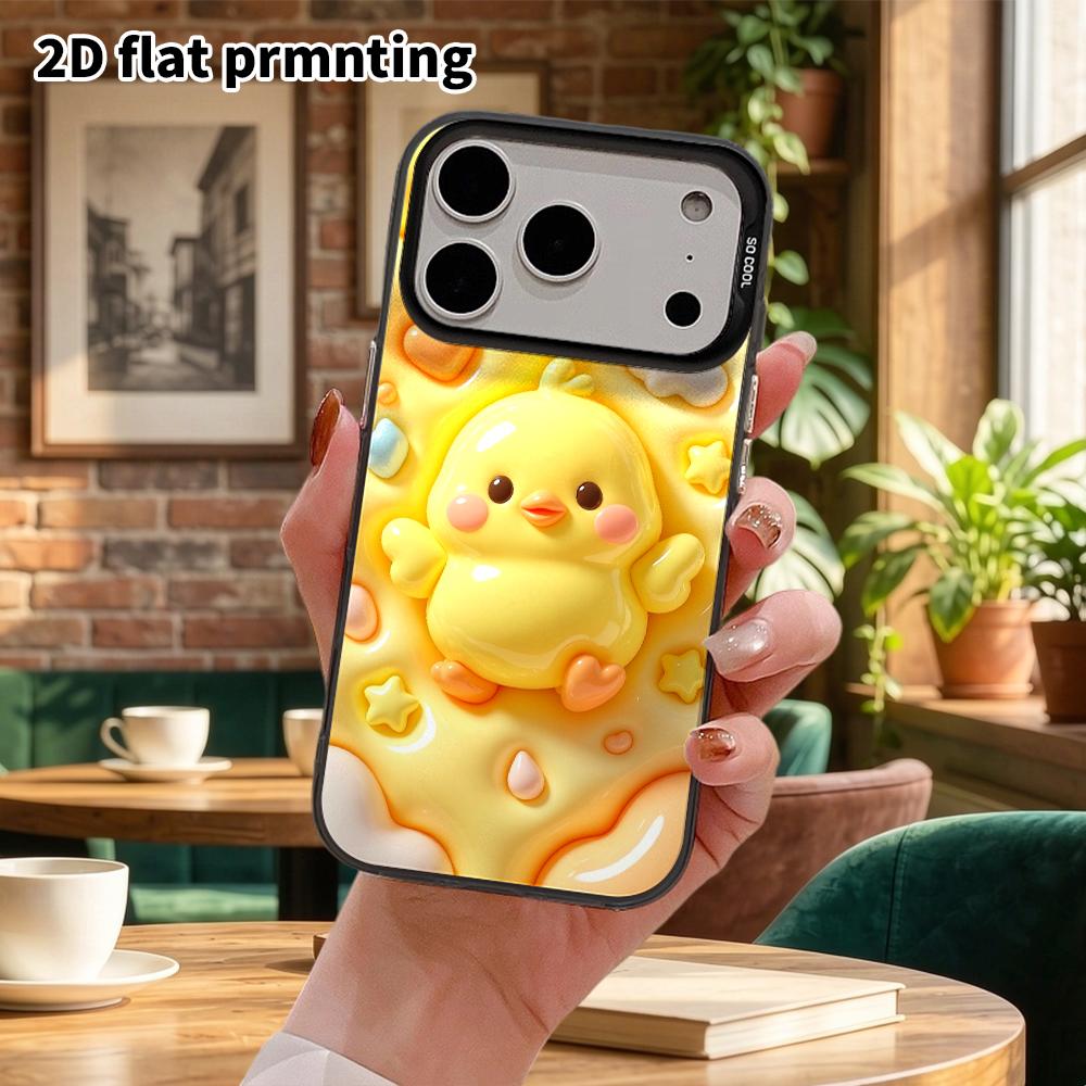 Чехол для телефона: 2D плоский дизайн, подходит для защитного чехла iPhone 18 17 16 15 14 13 Pro, маленький желтый цыпленок, идеальный праздничный подарок на Рождество и Хэллоуин