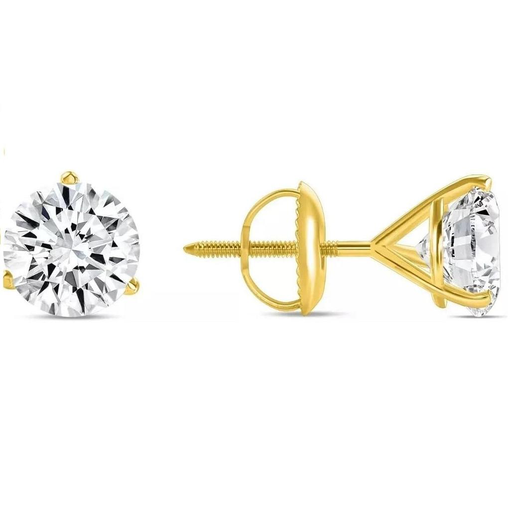 Jewels Prim 5.50 Ct Round Cut Diamond Stud Earrings Solid18K Yellow Gold Screw Back Martini Earrings For Women's