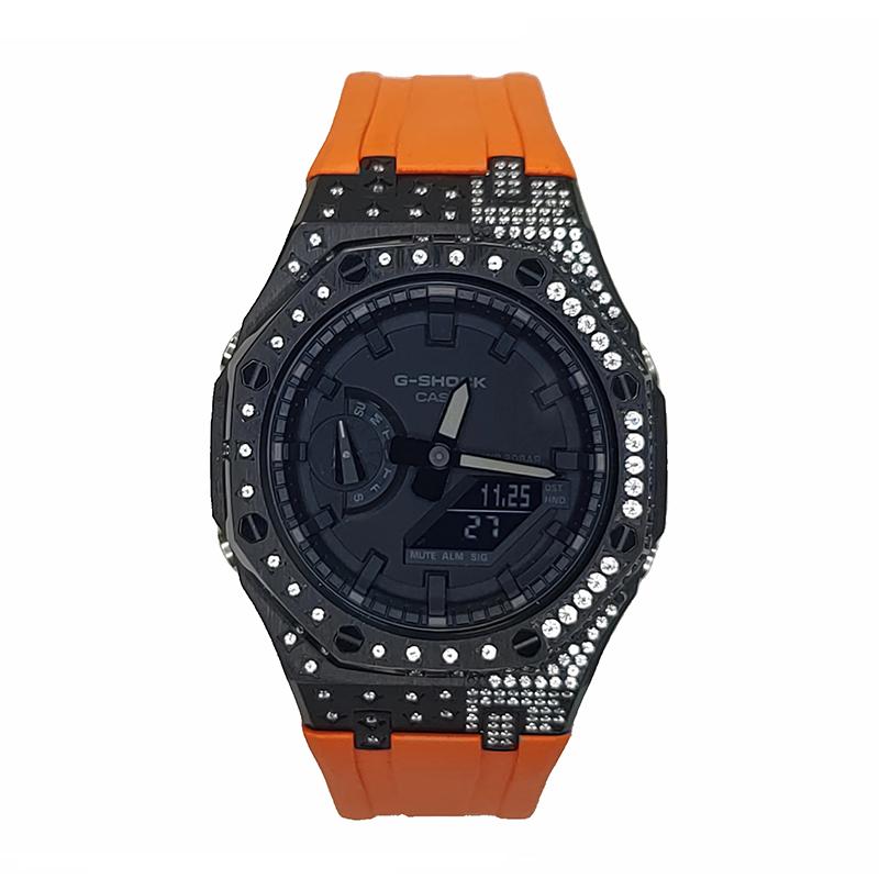 Casio Мужские часы с двойным дисплеем (жидкокристаллический/аналоговый) Серия Черные Часы GA-2100-1A1