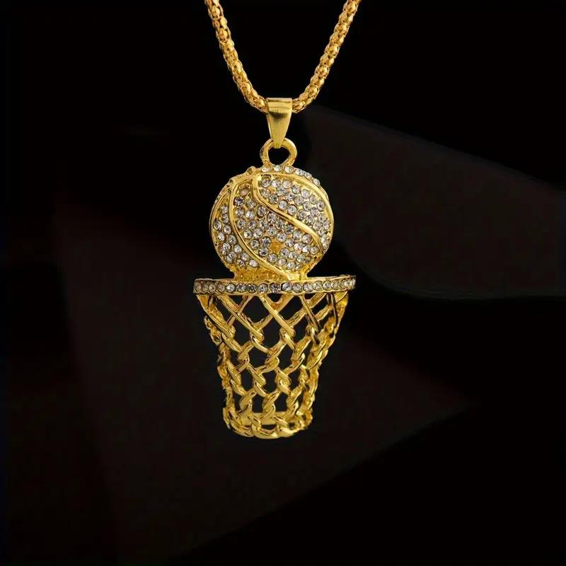 Комплект украшений из 2 предметов, мужское хип-хоп спортивное ожерелье в синей оправе для баскетбола, модные аксессуары