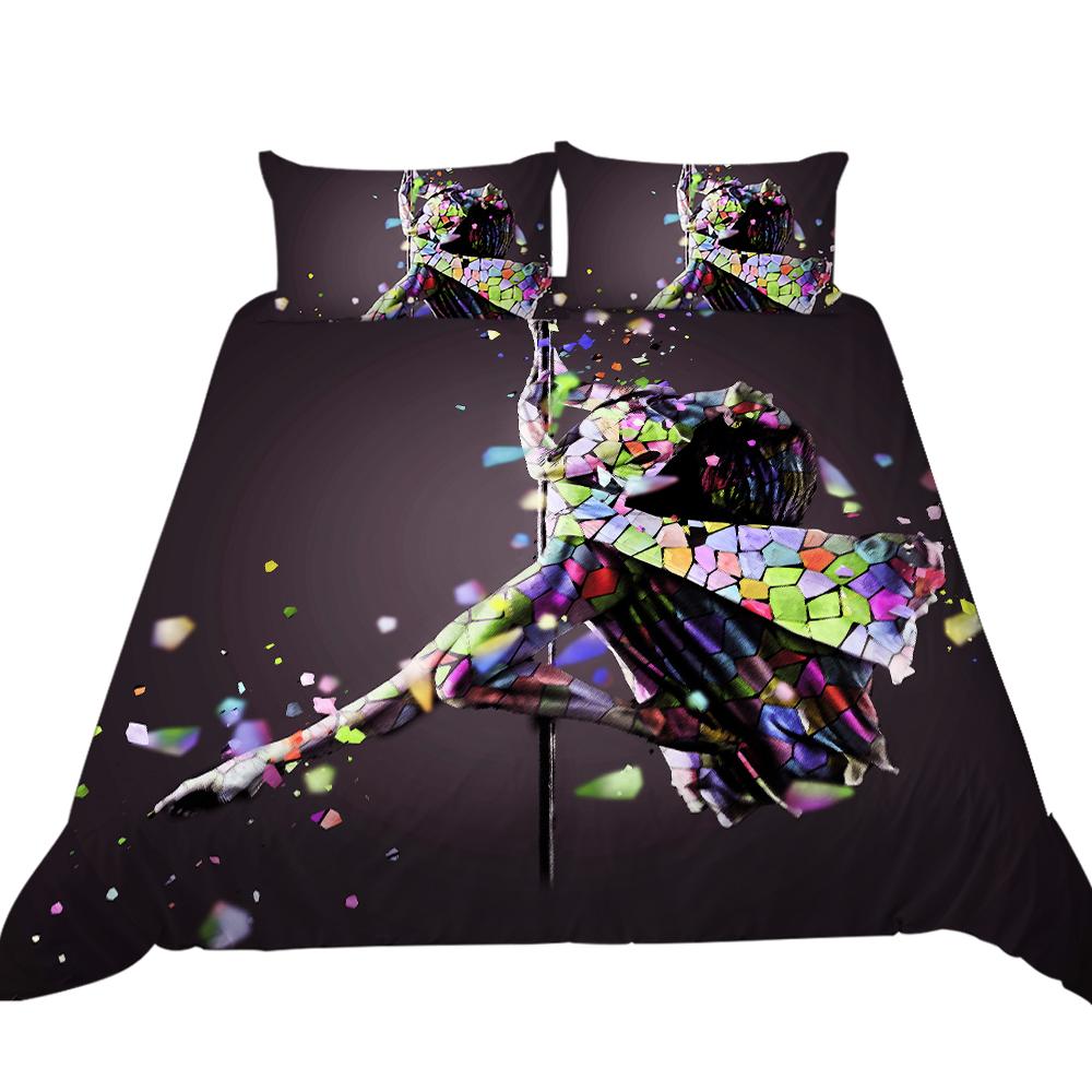 Роскошный домашний комплект постельного белья с 3D танцевальным узором, полноразмерное пододеяльник и наволочка, моющееся удобное постельное белье для спальни с принтом теней для танца