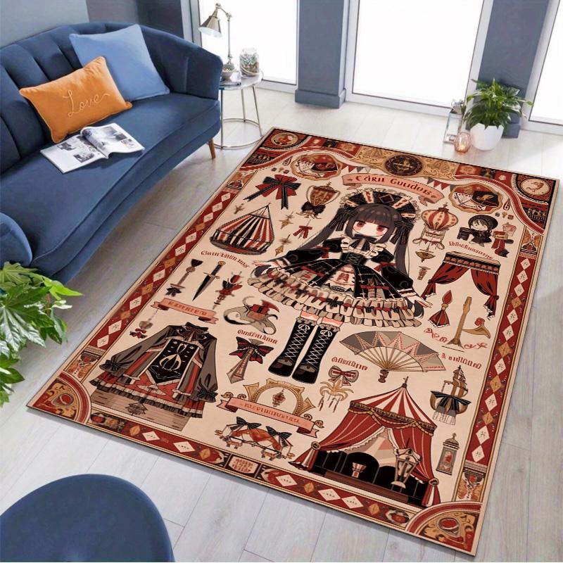 Vintage Circus Lolita Girl Non-Slip Area Rug, Floor Carpet for Bedroom Living Room