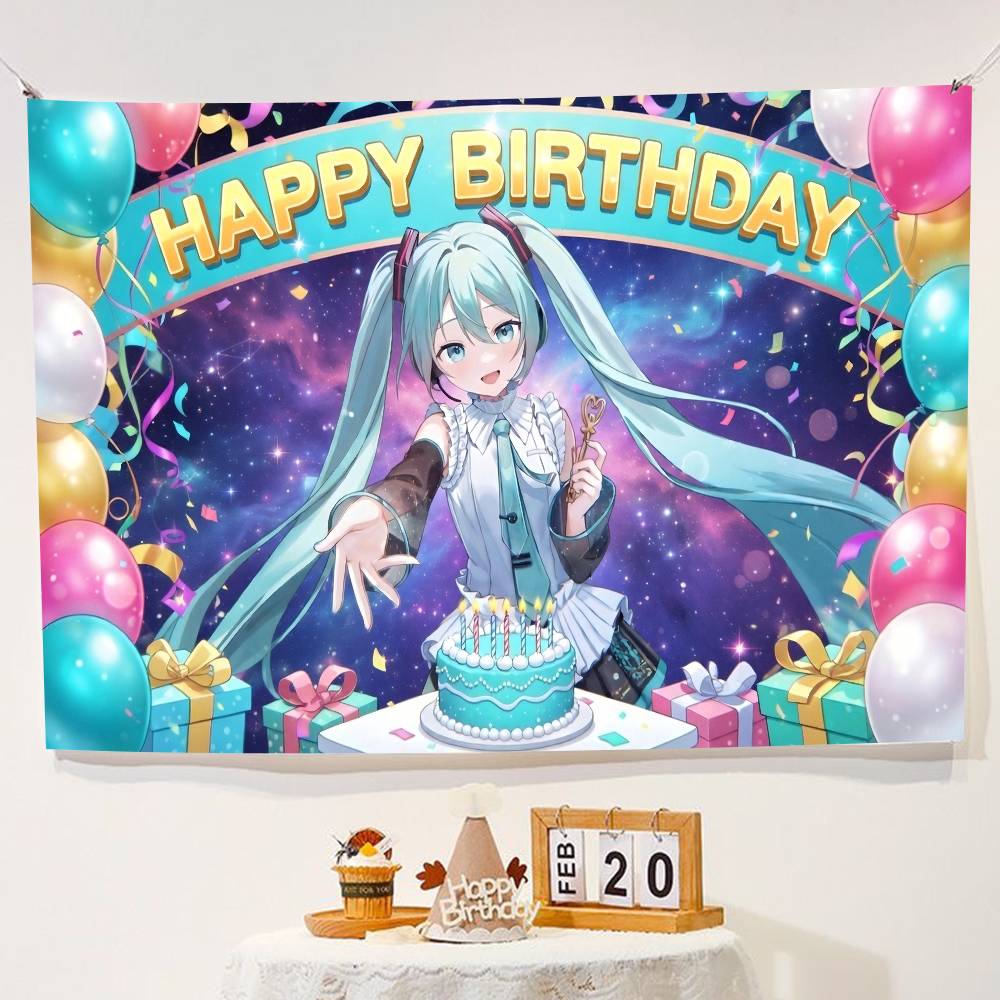 Anime Hatsune Miku Large Banner Planets Backdrop Birthday Party Decorations Tapestry Room Decor