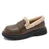 Autumn and Winter British Style Small Leather Shoes for Female New Student's Japanese Vintage Plush Warm Cotton Shoes for Women