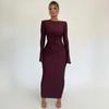 High Stretch Pleat Bodycon Dress For Women 2024 Robes Elegant Evening Party Dress Winter Maxi Long Dress Vestido