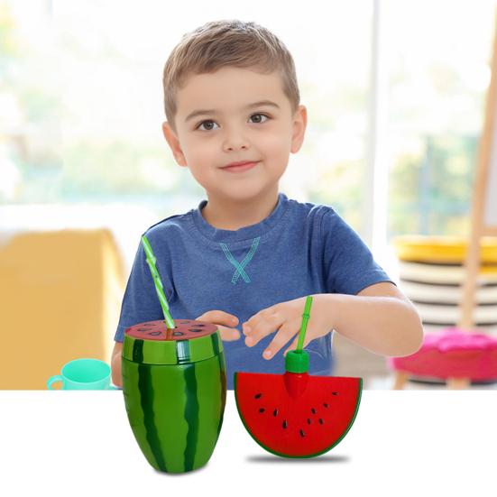 Стакан-арбуз с крышкой и соломинкой, многоразовый пластиковый стакан для питья в виде арбуза