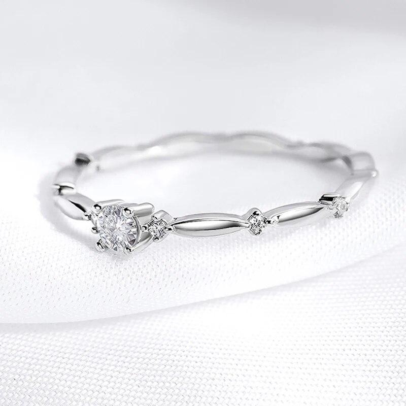 Кольцо с муассанитом 0,1 карата, 3 мм, цвет D, для женщин, штабелируемое лабораторное кольцо с бриллиантами, роскошные ювелирные изделия, оригинальное серебро S925, GRA