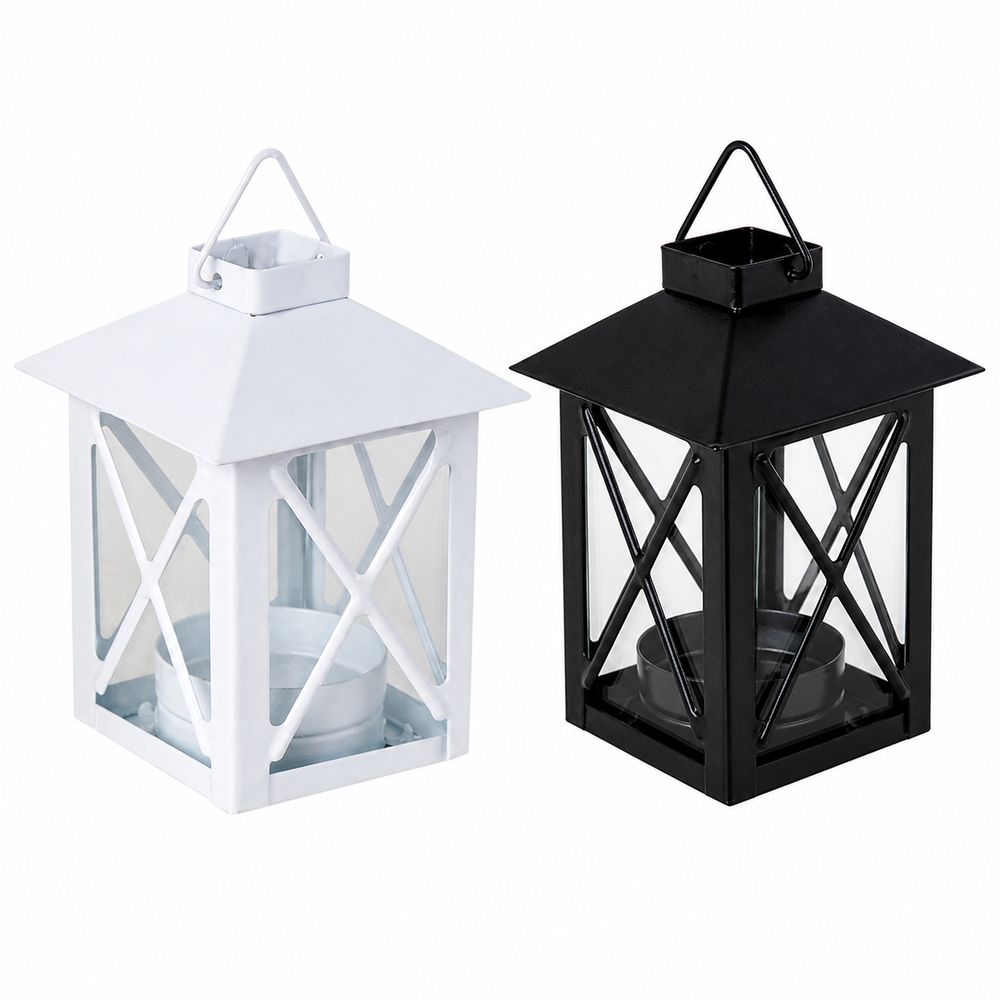 Glass Panels Decorative Candle Holder Vintage Style Mini Lantern Centerpiece Home Decor