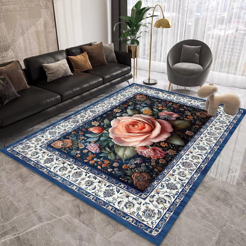 Европейский Цветочный Большой Ковер для Гостиной Роскошный Декоративный Ковер Ретро Спальня Нескользящий Гардероб Стирающийся Мягкий Коврик 200x300 см