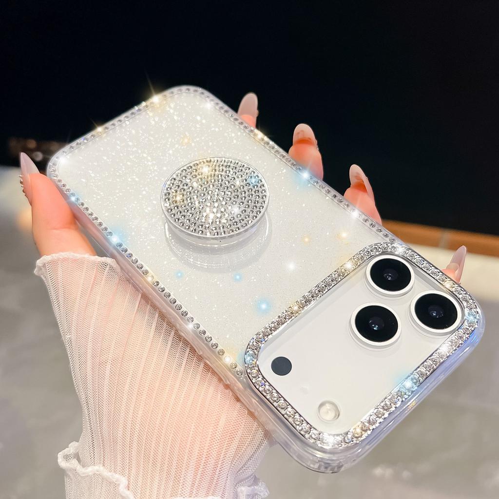 Подставка Gem Love для чехла для телефона IPhone17Air для Apple 16E Алмазный блеск Пудра 15Promax