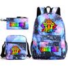 Rhythm Box Game Merchandise Student Bag Sprunki Cartoon Starry Sky Backpack Leisure Bag 3-piece Set D