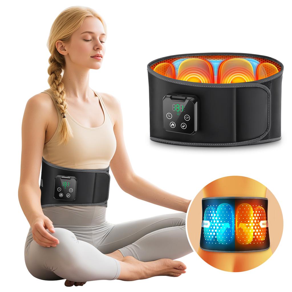 Warm & Cold Compress Air Compression Waist Massage Belt for Body Relaxation and Comfort Heating Ice Pack Type-C Rechargeable