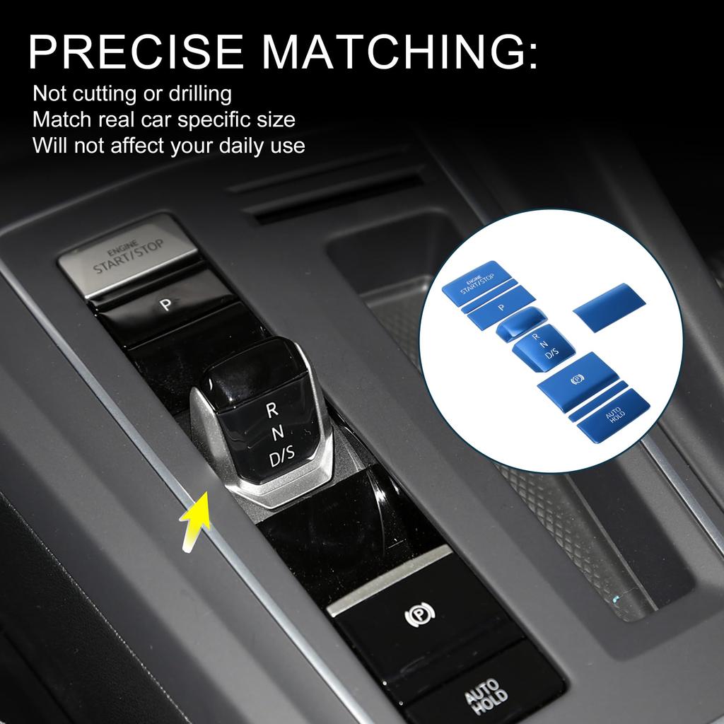 TUCKBOLD Gear Shift Panel Handbrake Parking Brake Button Stickers for VW Golf 8 MK8 R GTI Console Interior Trim Engine Buttons Blue 2020-2022
