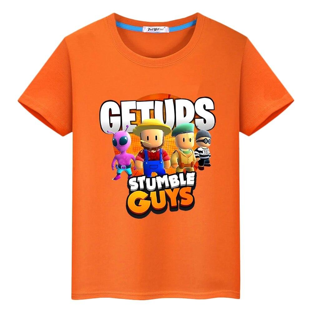 Stumble Guys T-shirt 100%Cotton Boys Girls Pride Tshirt  Y2k One Piece Kawaii Anime Tees Casual Print Short Tops Kids Clothes