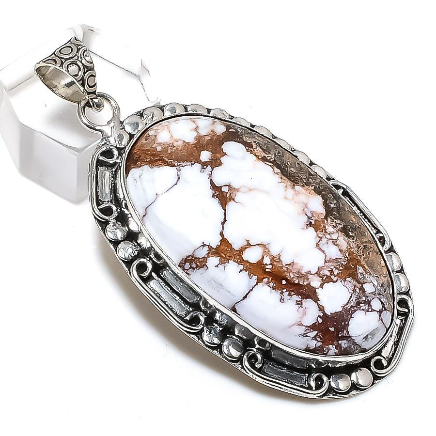 Драгоценный камень Дикая Лошадь 925 Стерлинговое Серебро Ювелирная Подвеска 2,44" h3M89