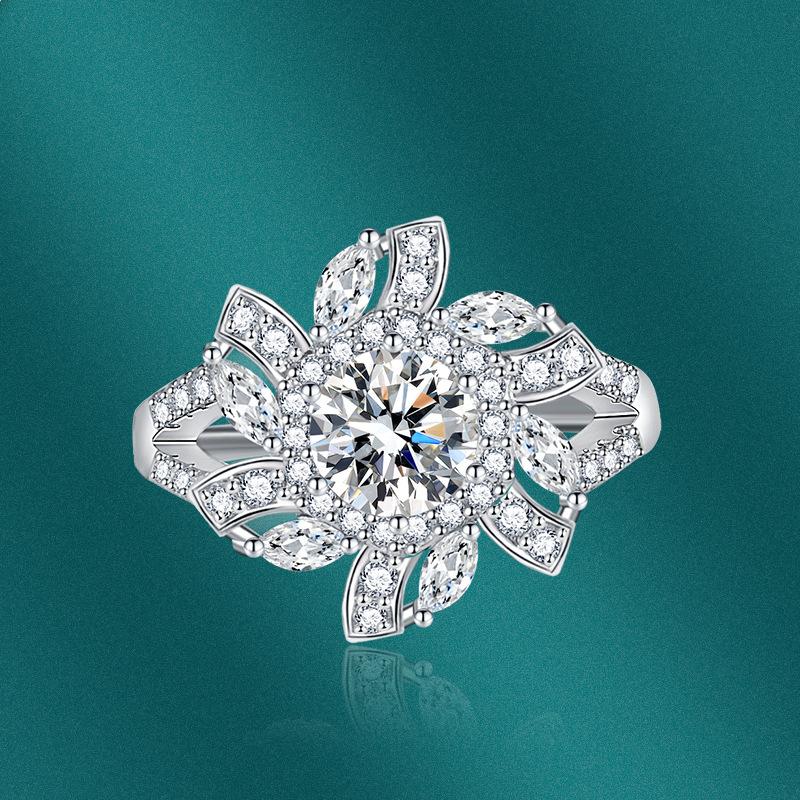 BELLA BOX Classic Flower Opening Resizable Rings For Women Zircon Engagement Party Fine Jewelry Gift