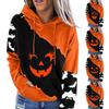 Женский пуловер с принтом Хэллоуина, круглый вырез, заниженная линия плеча, блузка с длинными рукавами