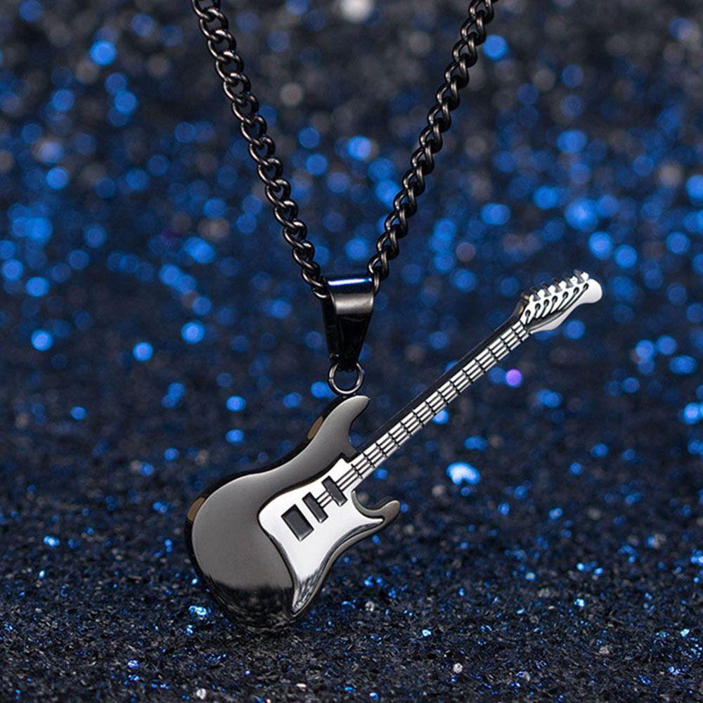 Men Rock Music Chain Necklace Guitar Pendant