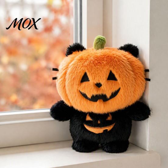Decorative Throw Pillows for Sofa Halloween Pumpkin Plush Pillow with Cat Ears & Claws, Orange Fluffy Decor Soft Stuffed Animal Cushion, Autumn