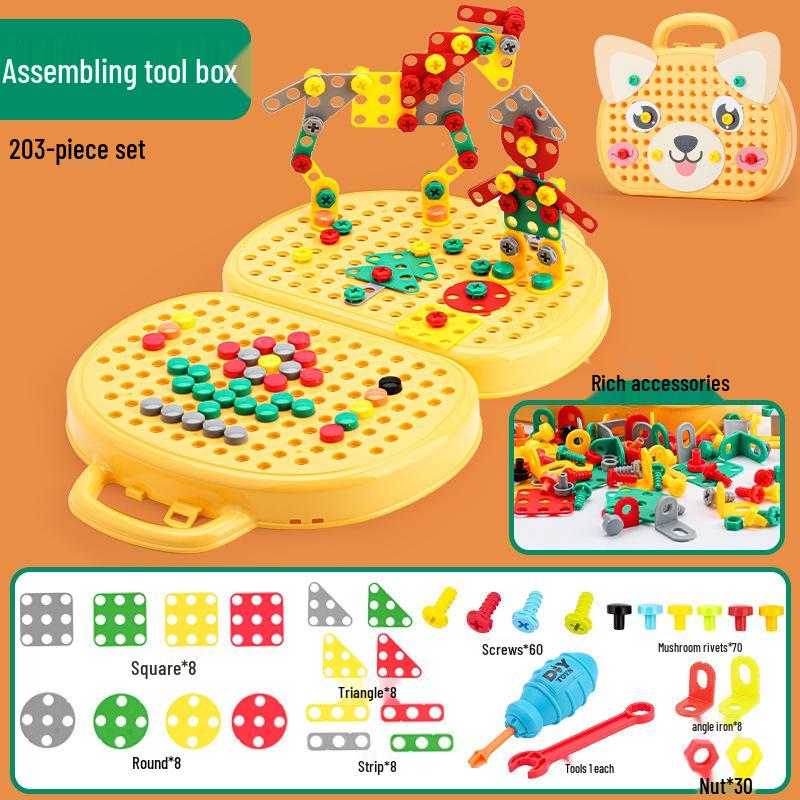 Детский образовательный электроинструмент: дрель и отвертка, ящик для инструментов для ремонта