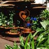 1Pc Iron Rust-Colored Heart-Shaped Garden Decoration Stake, Wedding Garden Decoration with Leaf Swirl Design, Suitable for Outdoor Decoration At Weddi